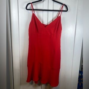 Dynamite | Red strappy dress - lightly ruffled bottom - medium - slip style